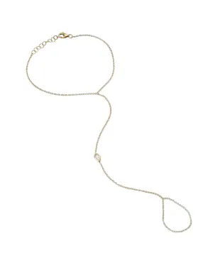 14k Gold Pear Shape Diamond Hand Chain