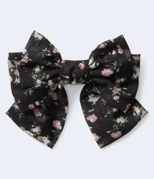 Aeropostale Womens' Floral Print Bow Hair Clip -  - Size One Size - Cotton - Teen Fashion & Clothing Black Aeropostale
