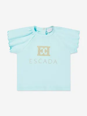 Baby Girls Embroidered Logo T-Shirt in Blue