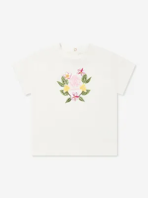 Baby Girls Floral Logo T-Shirt in White