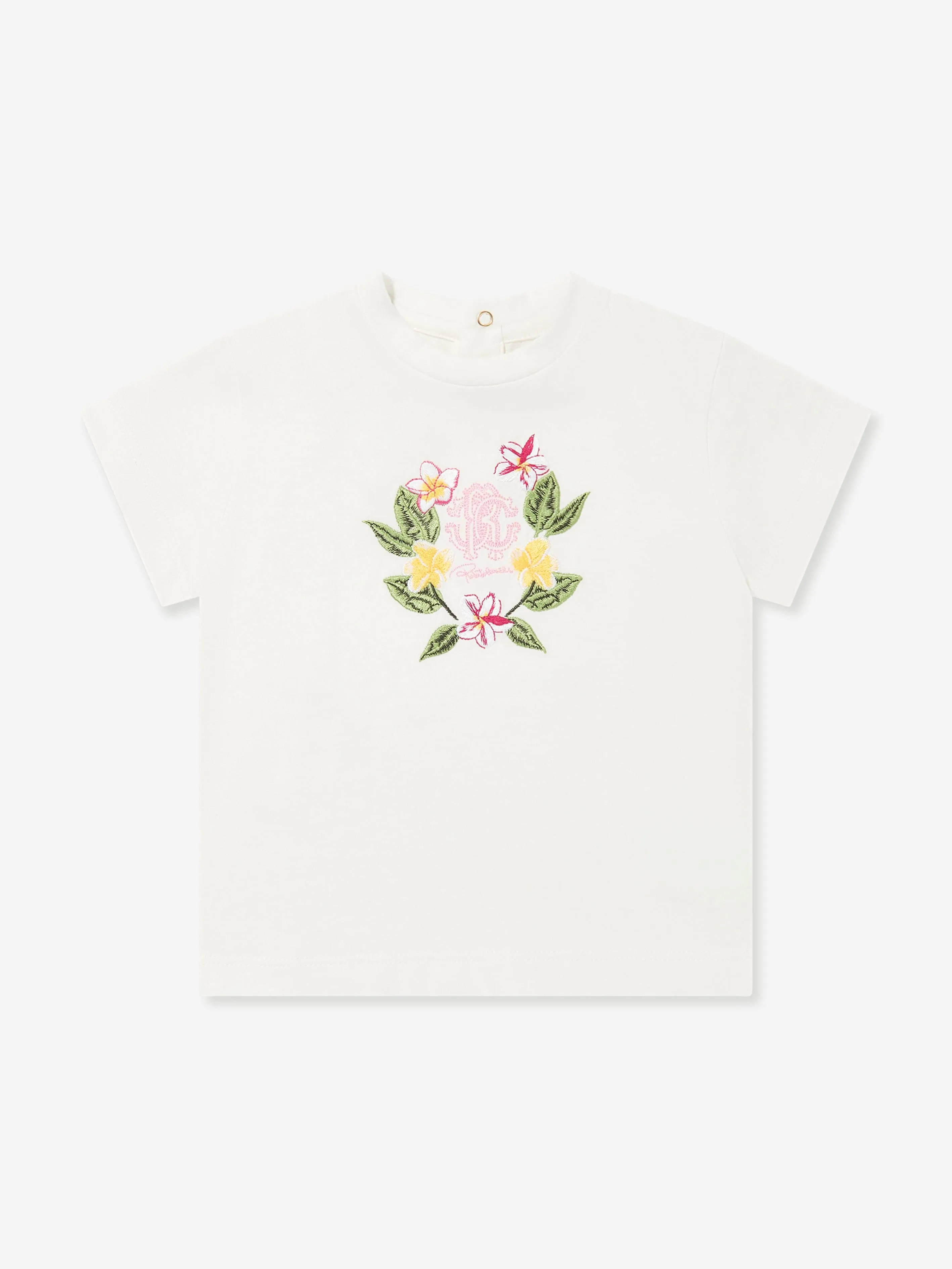 Baby Girls Floral Logo T-Shirt in White