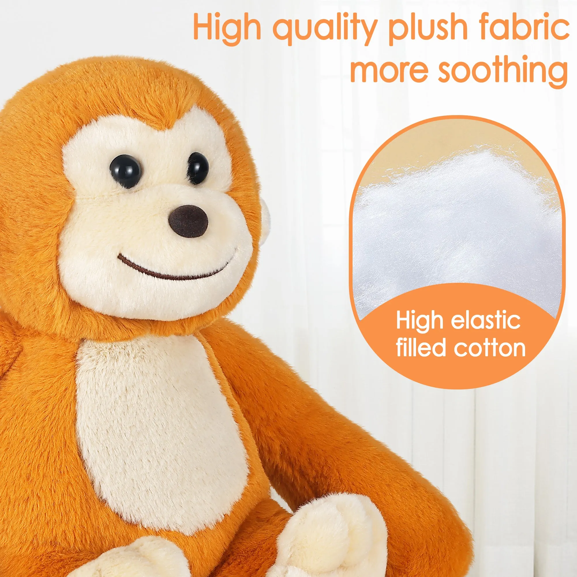 Baby Monkey Stuffed Animals, Infant Soft Hide and Seek Plush Toy, Easter Basket Gifts