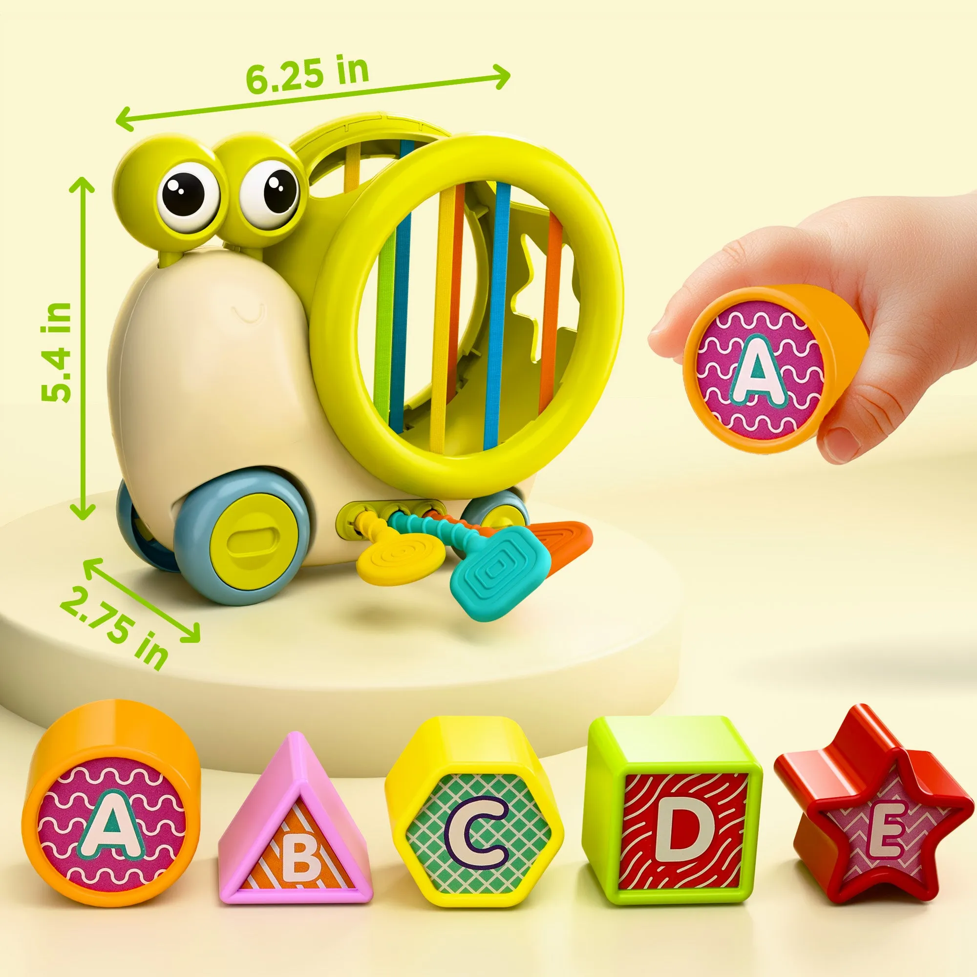 Baby Snail Activity Cube, Toddler Montessori Toys