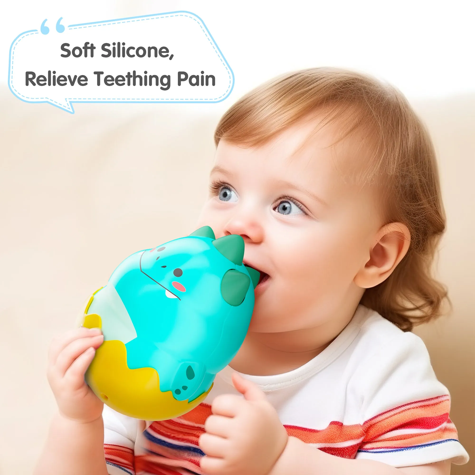 Baby Tummy Time Toys, Infant Dinosaur Wobble Toy