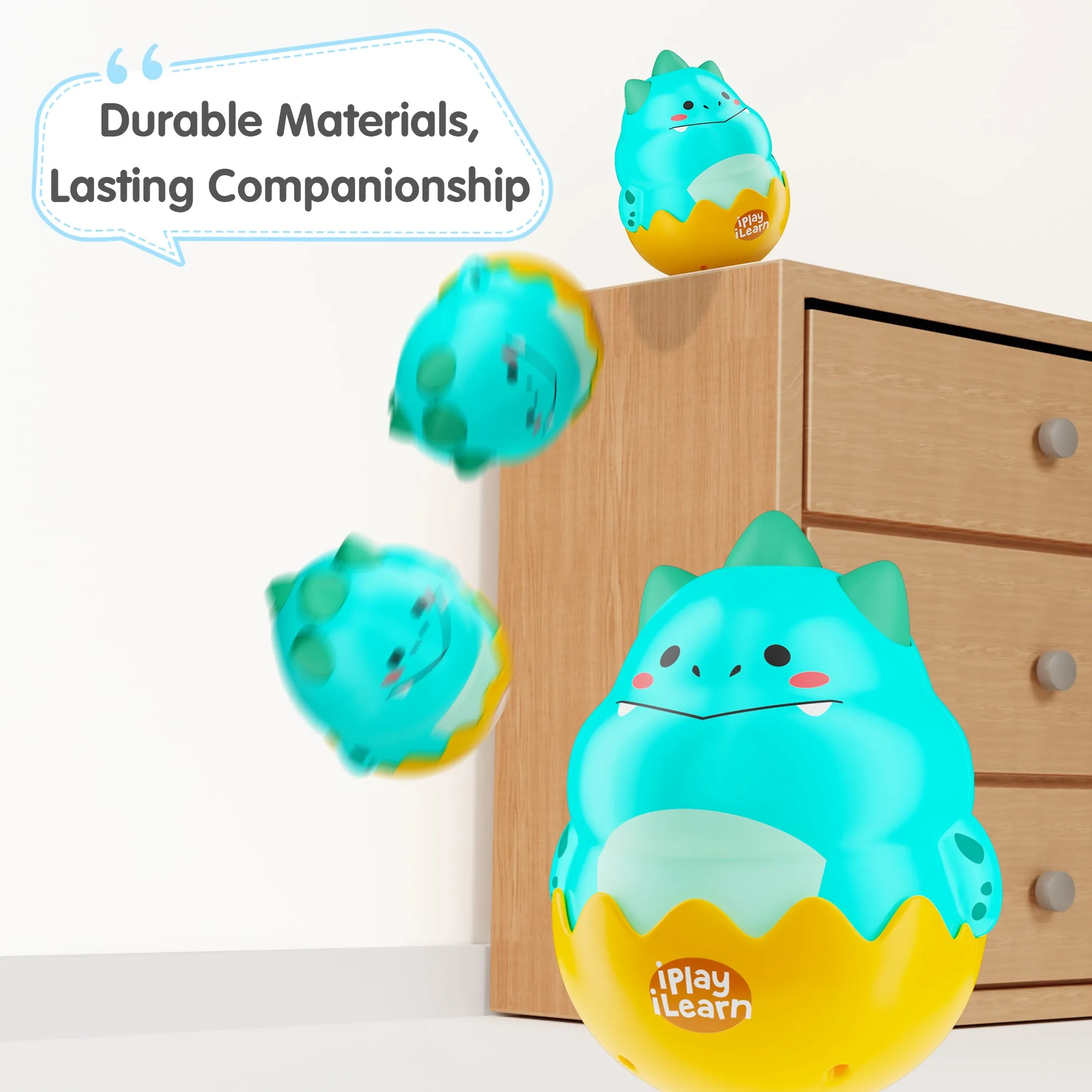 Baby Tummy Time Toys, Infant Dinosaur Wobble Toy