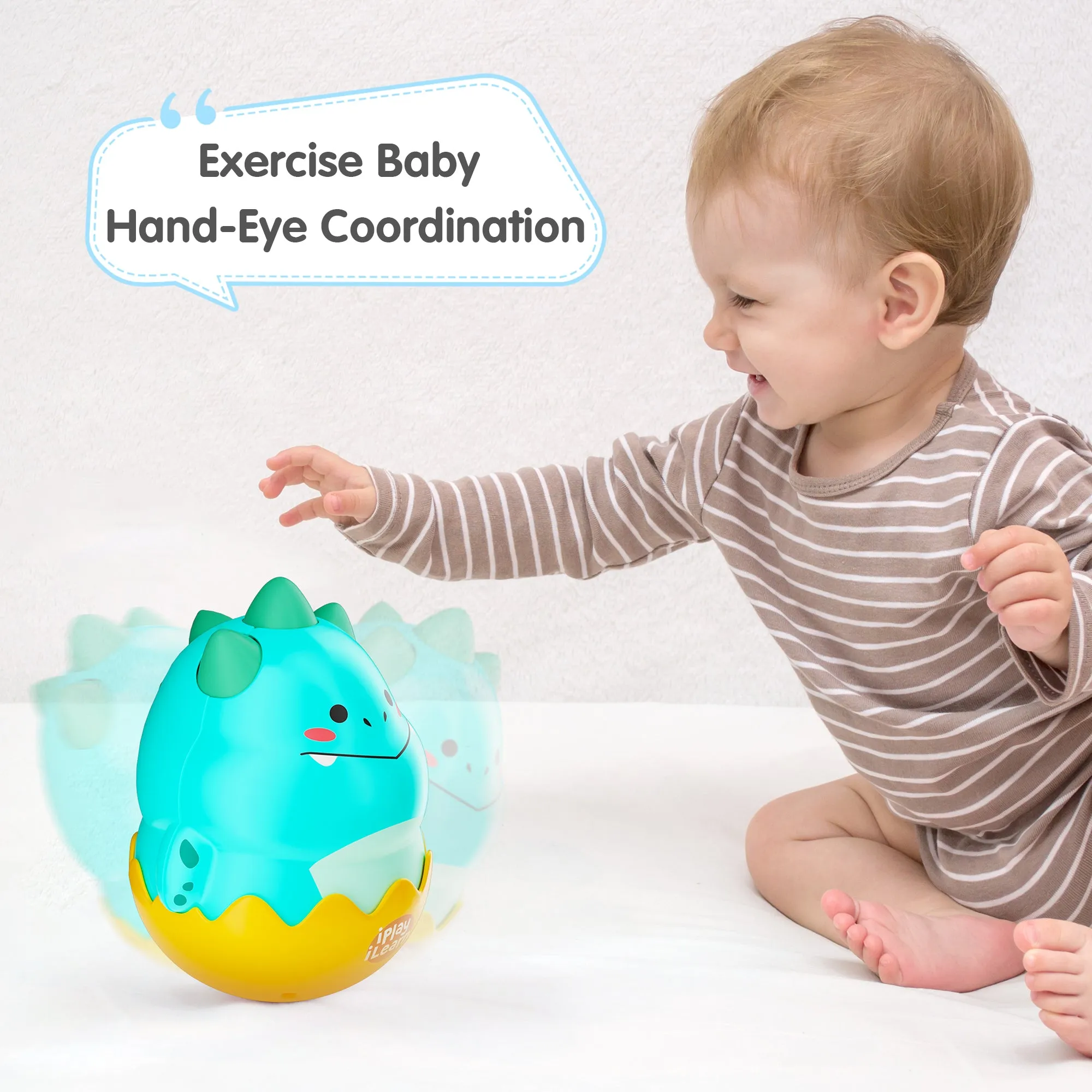 Baby Tummy Time Toys, Infant Dinosaur Wobble Toy