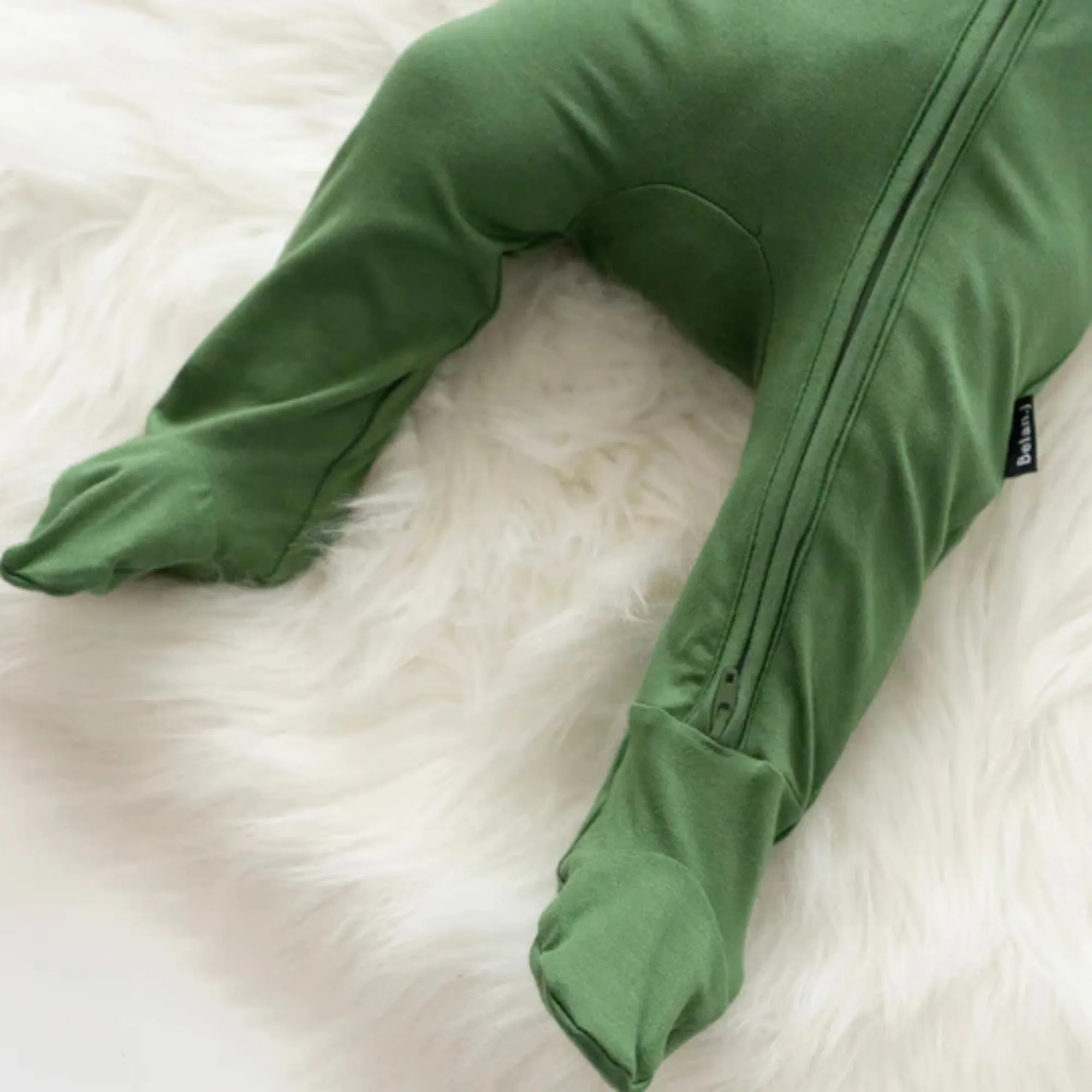 BELAN J Bamboo Footed Zipper Sleeper - Evergreen