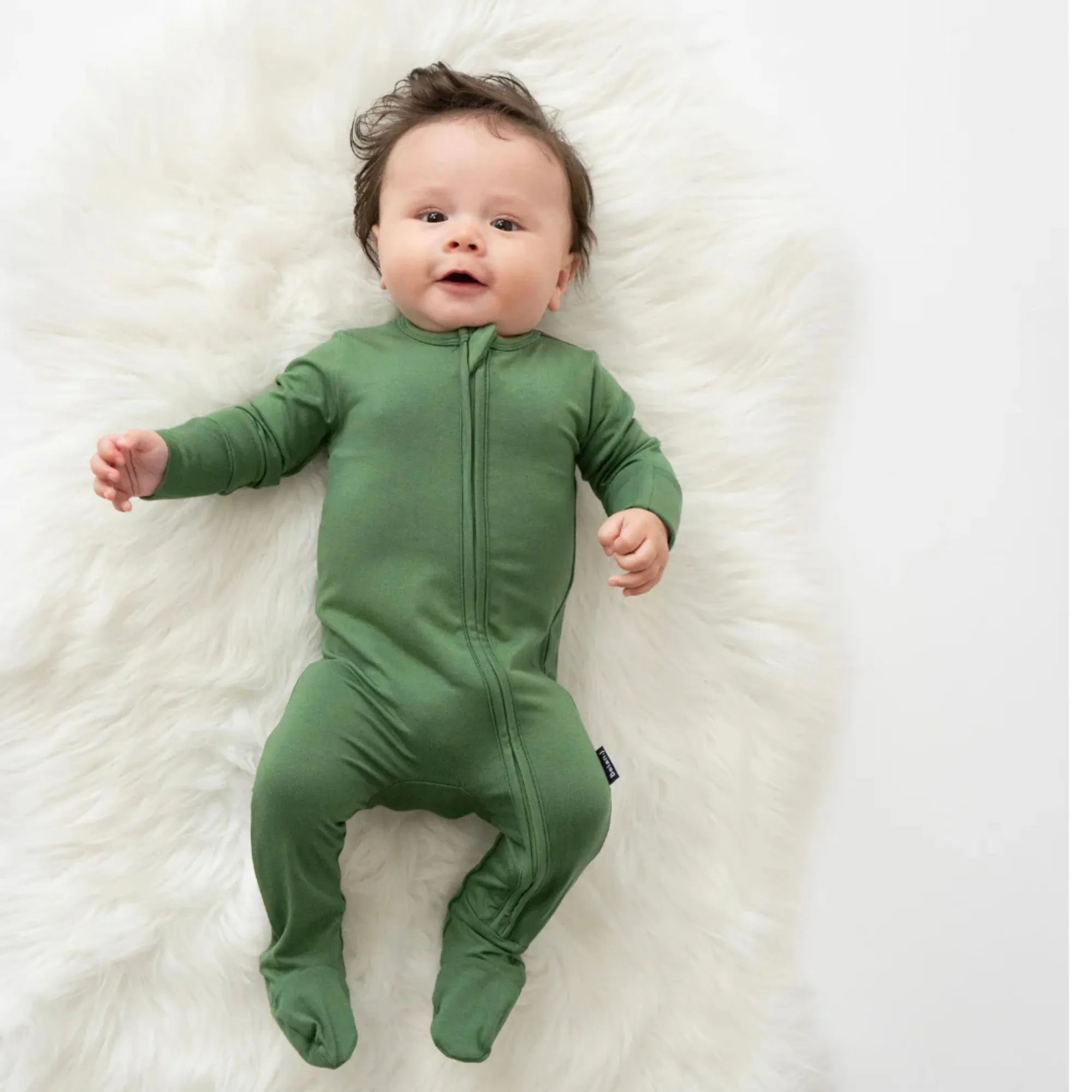 BELAN J Bamboo Footed Zipper Sleeper - Evergreen