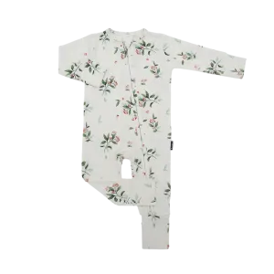 BELAN J Bamboo Footless Sleeper with Fold-Over Cuffs - Holly Berries