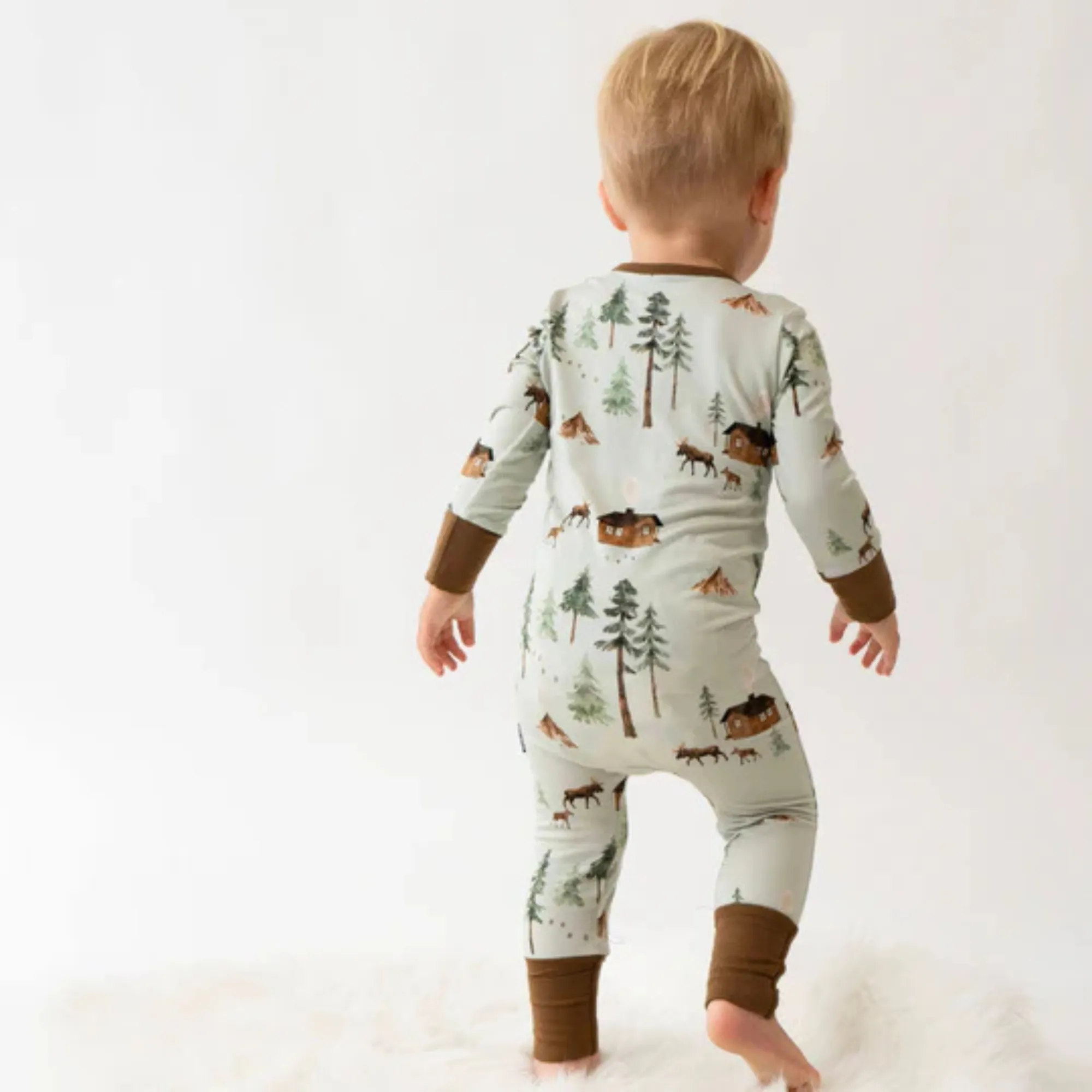 BELAN J Bamboo Footless Sleeper with Fold-Over Cuffs - Moose Green