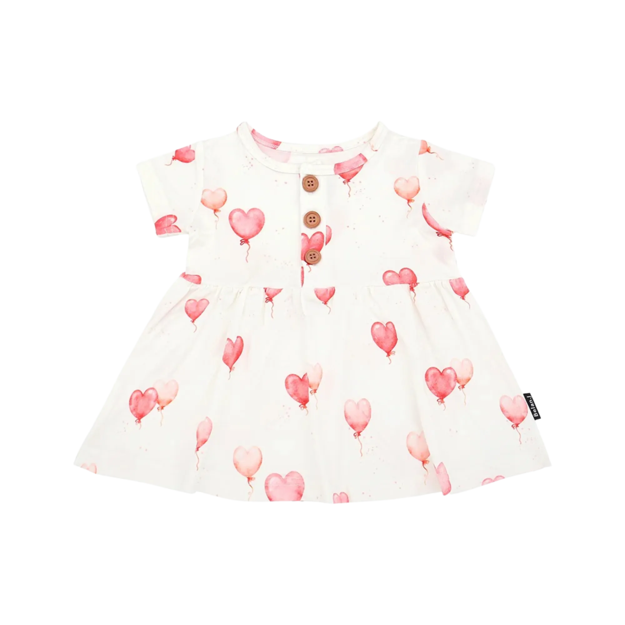 BELAN J Short Sleeve Peplum Baby Dress - Heart Balloons