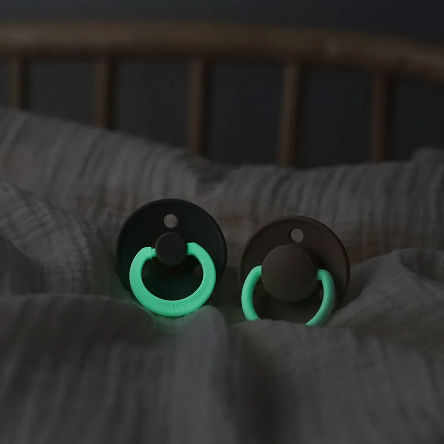 Bibs Glow Night Soother / Pacifier, 2 Pack, Blush/Vanilla