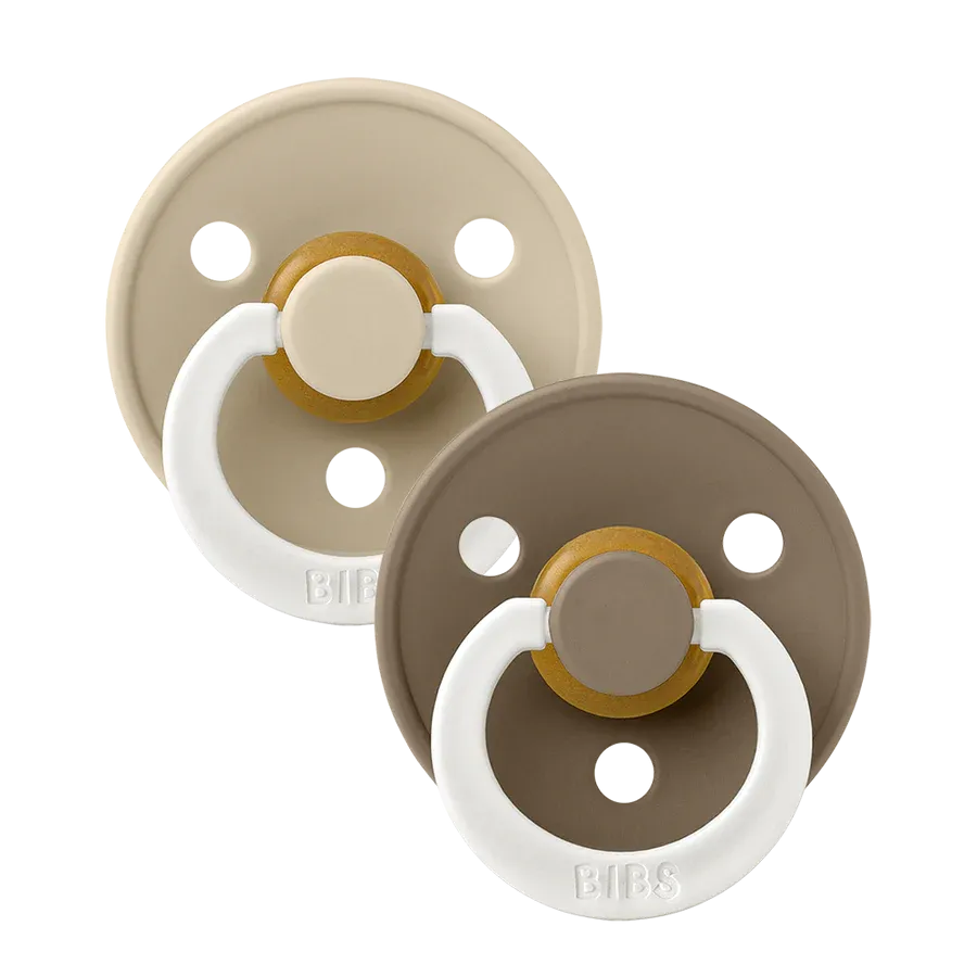 Bibs Glow Night Soother / Pacifier,2 Pack,Vanilla/Dark Oak