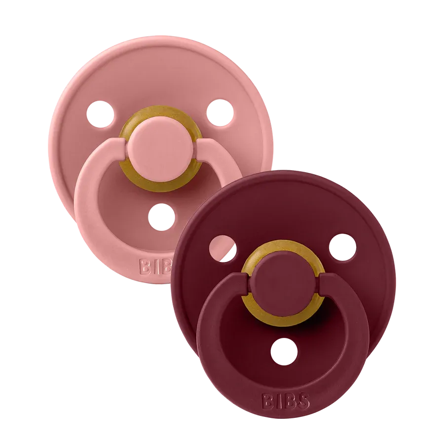 Bibs Soother / Pacifier, 2 Pack, Dusty Pink/Elderberry
