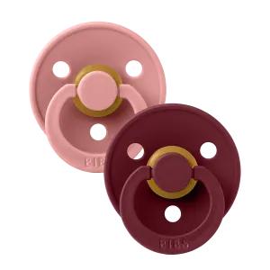 Bibs Soother / Pacifier, 2 Pack, Dusty Pink/Elderberry