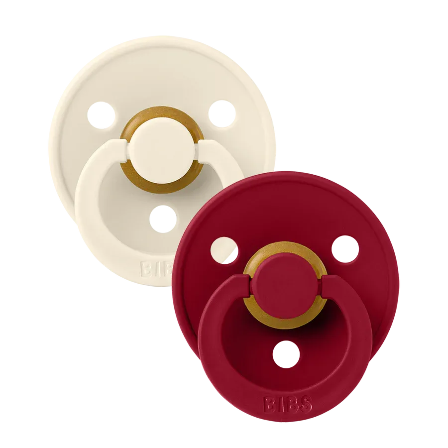Bibs Soother / Pacifier,2 Pack, Ivory/Ruby