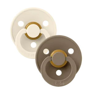 Bibs Soother/Pacifier, 2 Pk, Dark Oak/Ivory