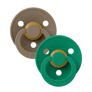 Bibs Soother/Pacifier, 2 Pk, Oak/Evergreen