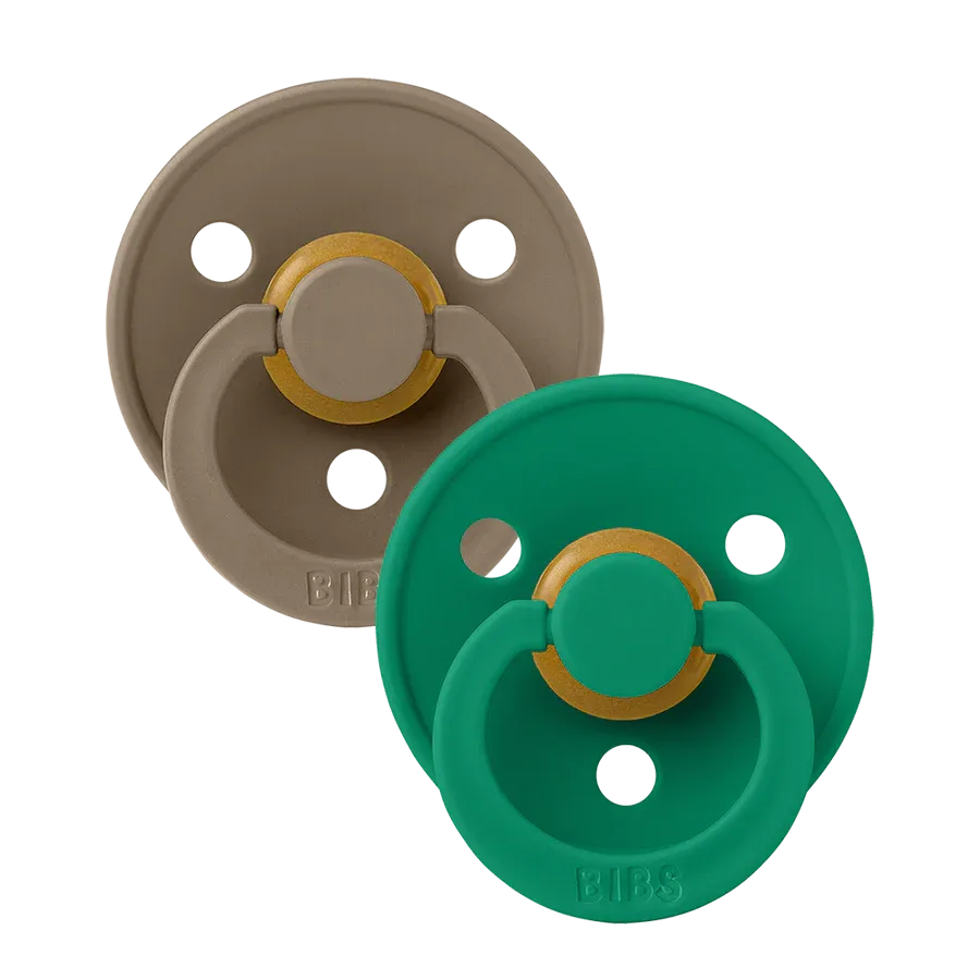 Bibs Soother/Pacifier, 2 Pk, Oak/Evergreen