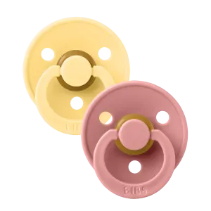 Bibs Soother/Pacifier, 2 Pk, Pale Butter/Dusty Pink