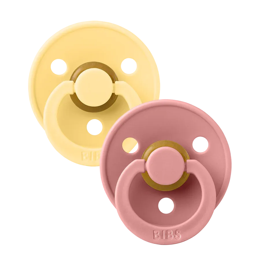 Bibs Soother/Pacifier, 2 Pk, Pale Butter/Dusty Pink