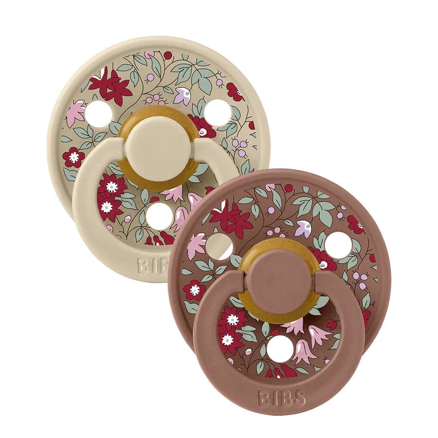 BIBS x LIBERTY, 2 Pack Pacifier, Chamomile Lawn - Woodchuck Mix, Size 1