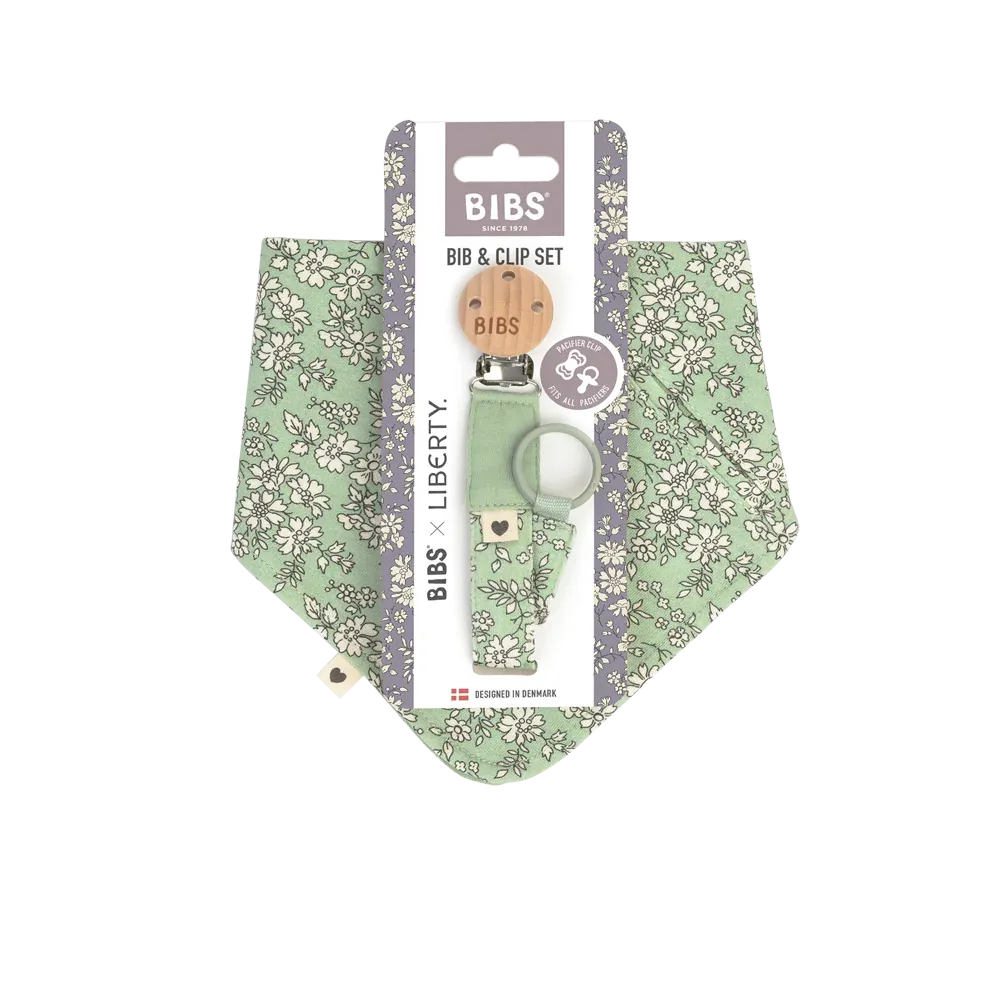 BIBS X LIBERTY, Bib & Clip Set, Capel Sage