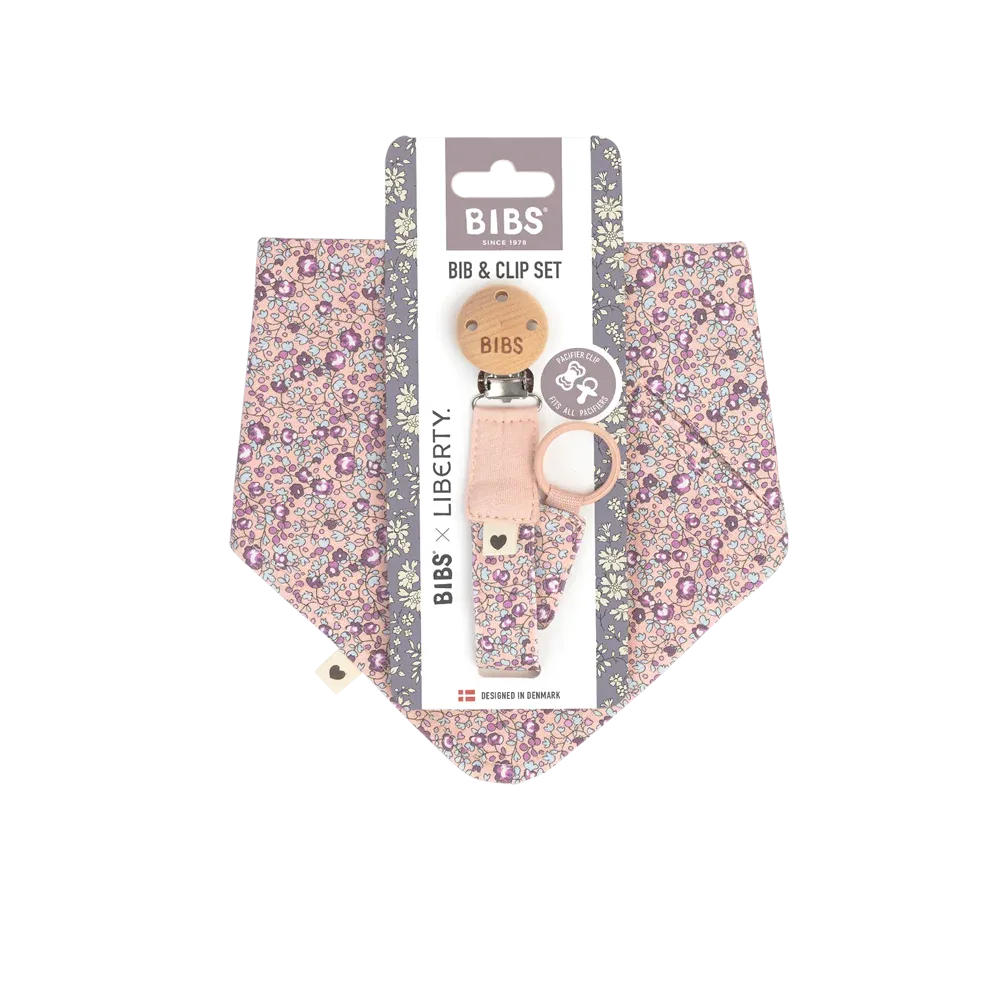 BIBS X LIBERTY, Bib & Clip Set, Eloise Light Blush