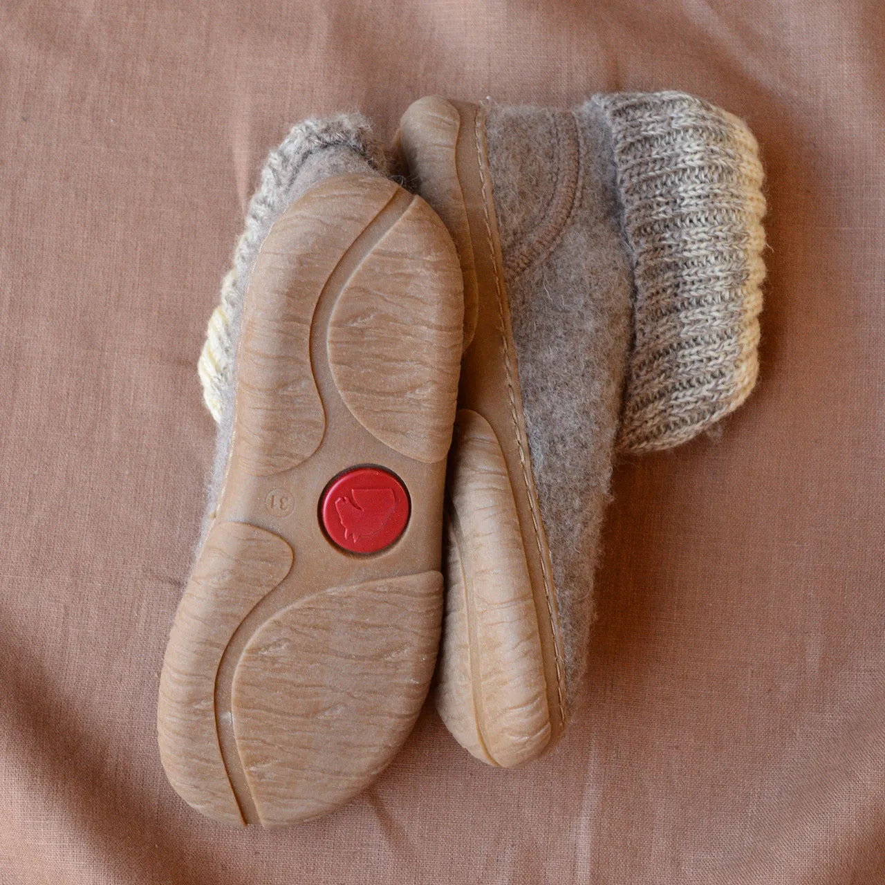 Boiled Wool Slipper Boots - Yuki - Taupe AW24 (Kids 23-34)