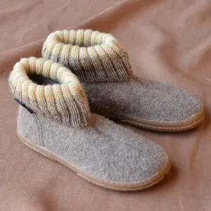 Boiled Wool Slipper Boots - Yuki - Taupe AW24 (Kids 23-34)