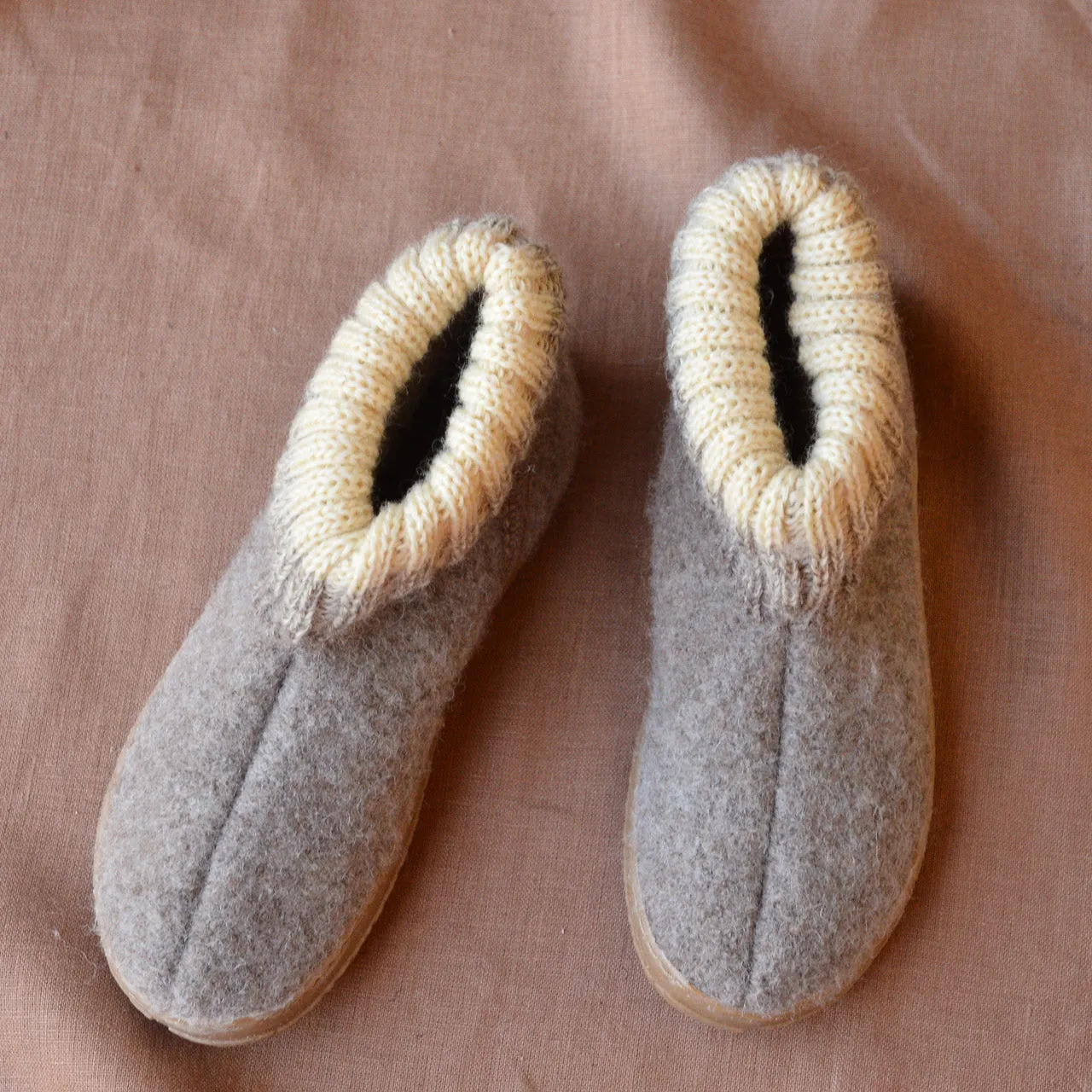Boiled Wool Slipper Boots - Yuki - Taupe AW24 (Kids 23-34)