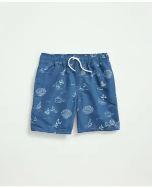 Brooks Brothers Boys Sail Print Swim Trunks Blue Brooks Brothers