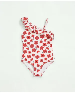 Brooks Brothers Girls Floral Ruffled Swimsuit Red Brooks Brothers