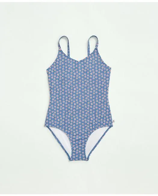 Brooks Brothers Girls Floral Swimsuit Navy Brooks Brothers