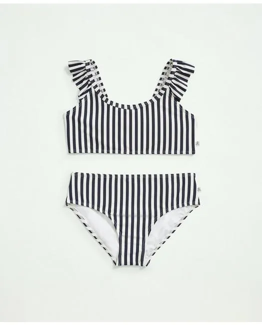 Brooks Brothers Girls Striped Ruffled 2-Piece Swimsuit Navy Brooks Brothers