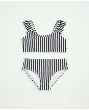 Brooks Brothers Girls Striped Ruffled 2-Piece Swimsuit Navy Brooks Brothers