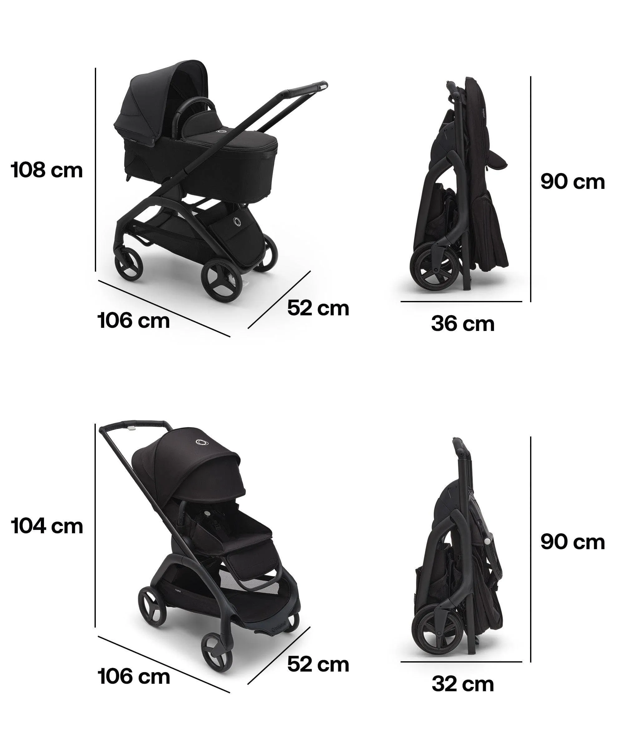 Bugaboo Pushchairs Bugaboo Dragonfly Complete Stroller - Midnight Black