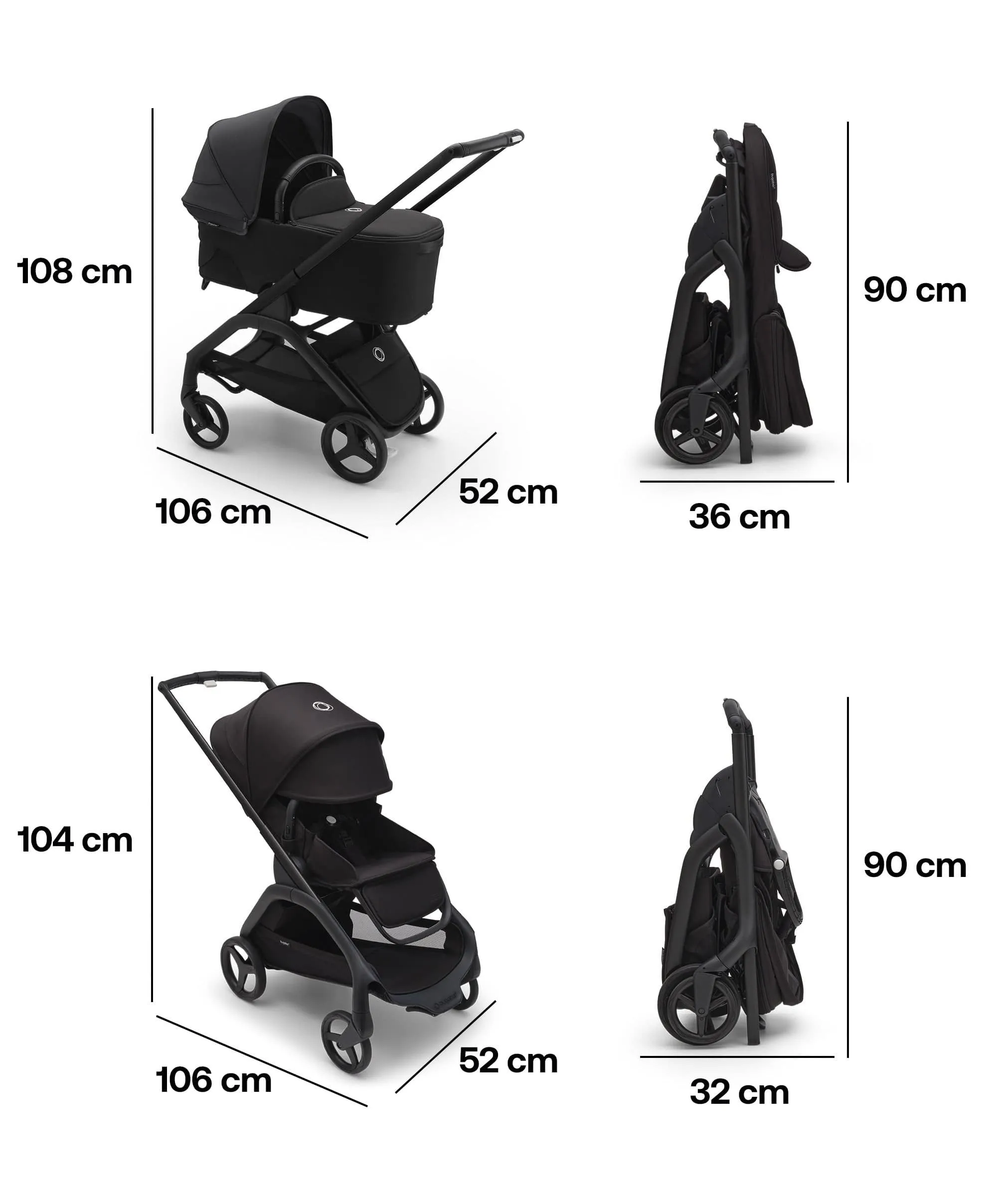 Bugaboo Pushchairs Bugaboo Dragonfly Complete Stroller - Midnight Black