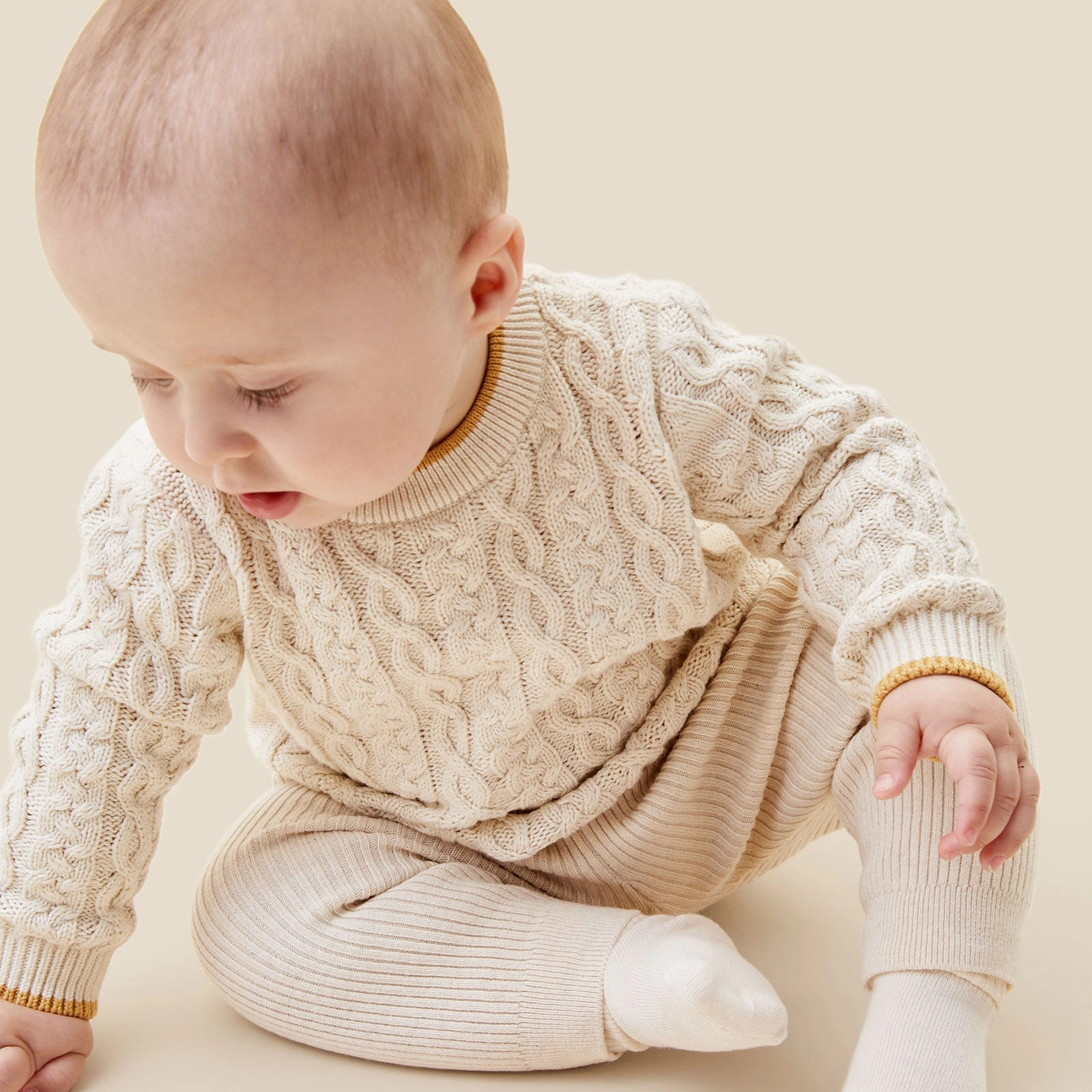 Cable Knit Tipped Jumper & Leggings Outfit