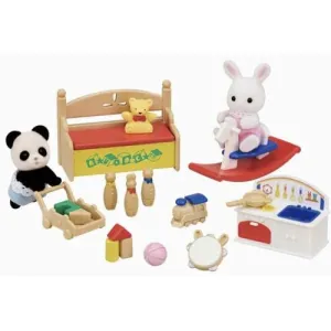 Calico Critters baby's toy box - snow rabbit & panda baby