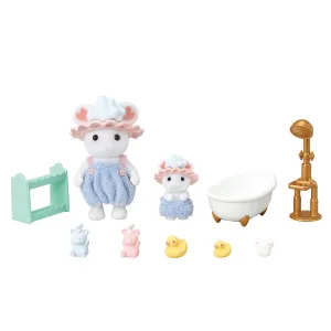 Calico Critters bathtime bubble siblings