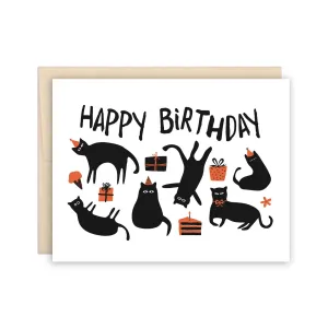 cat party card (cat with gifts)