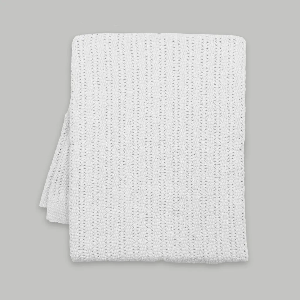 Cellular Cotton Baby Blanket , White