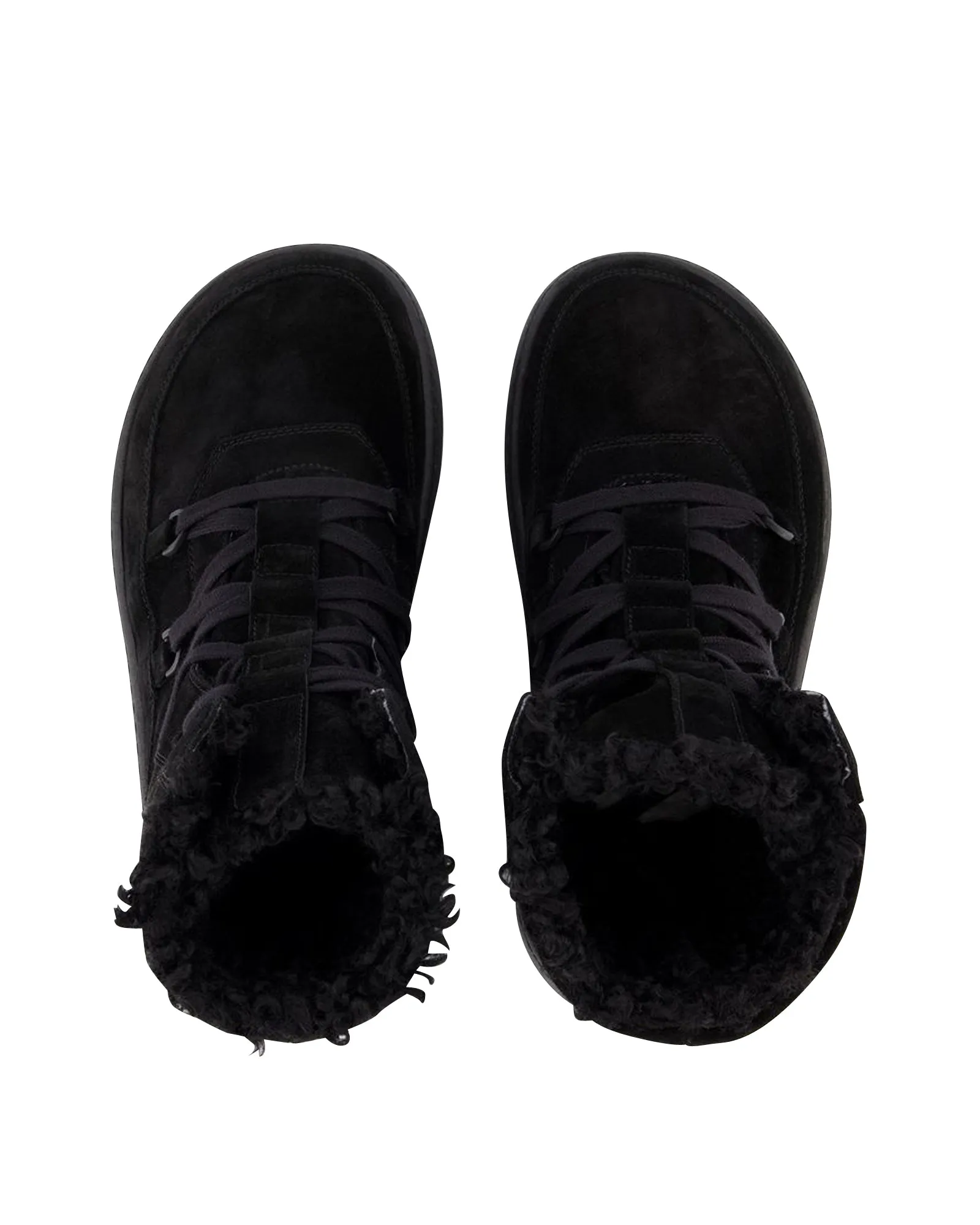 Chunky Sole Lace-Up Boots in Black Leather