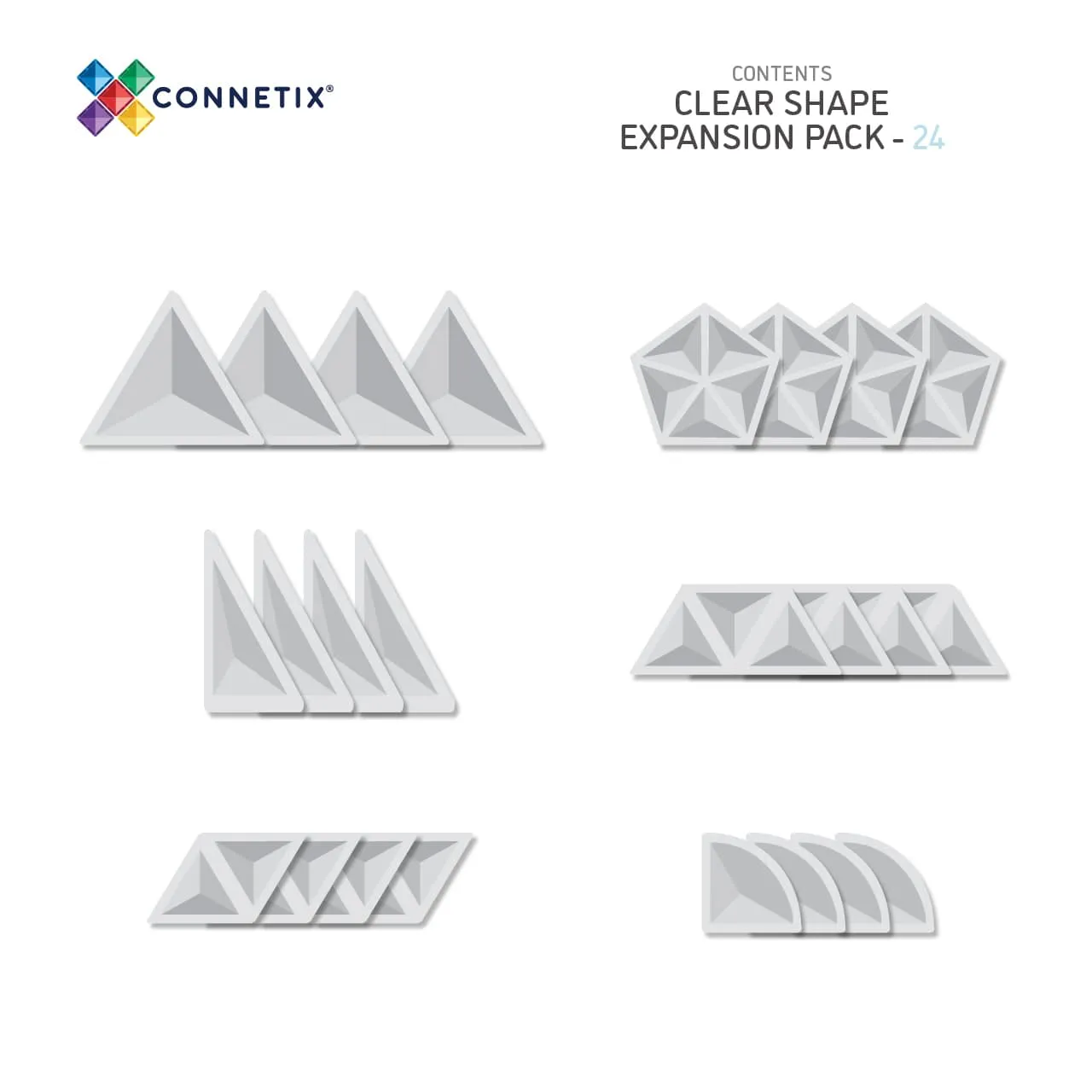 Connetix clear shape expansion pack 24 piece