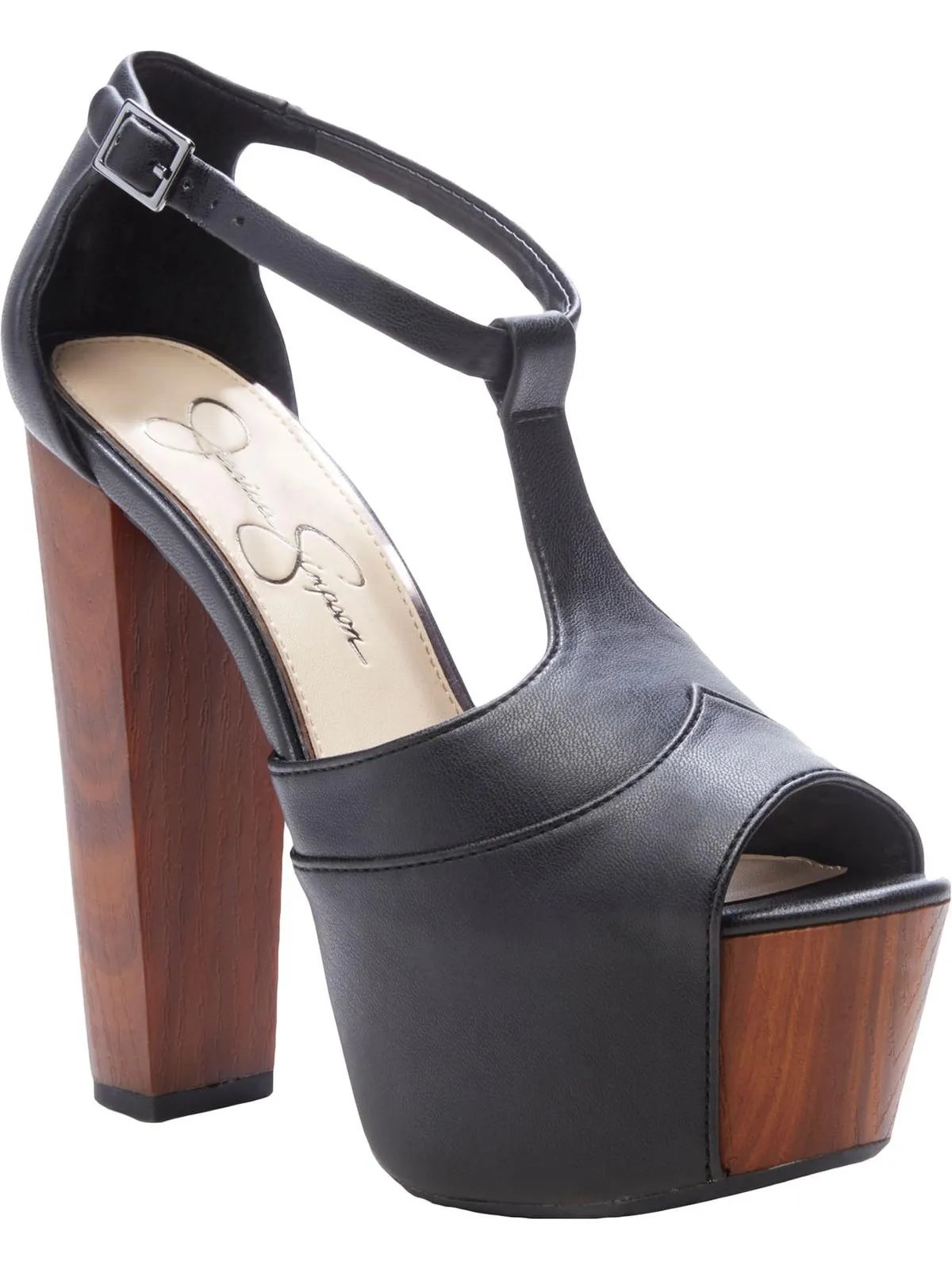 Dany Womens Peep Toe T-Strap Pumps
