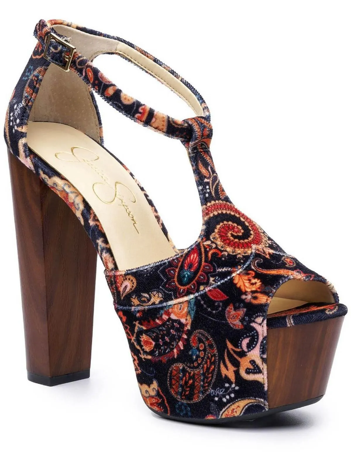 Dany Womens Peep Toe T-Strap Pumps