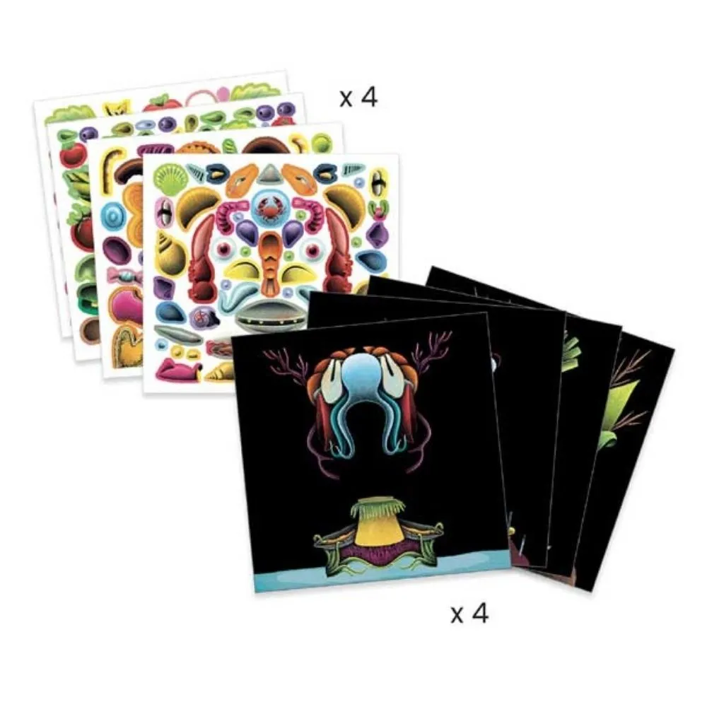 Djeco inspired by Arcimboldo spring vegetables collage activity