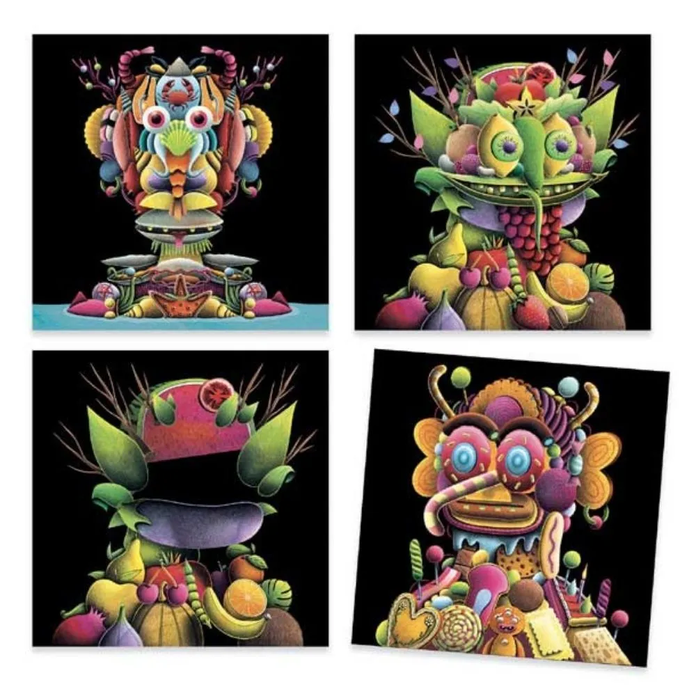 Djeco inspired by Arcimboldo spring vegetables collage activity