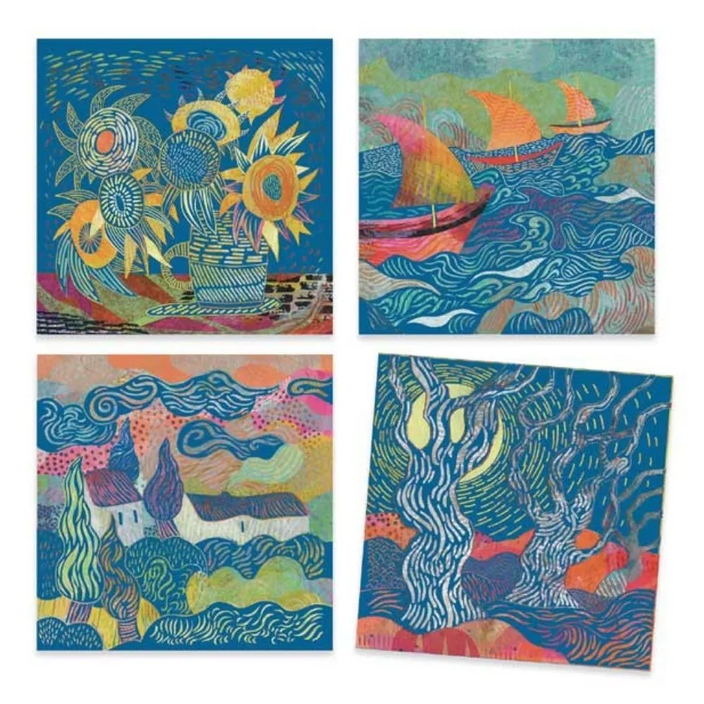 Djeco inspired by Van Gogh scratch cards activity kit